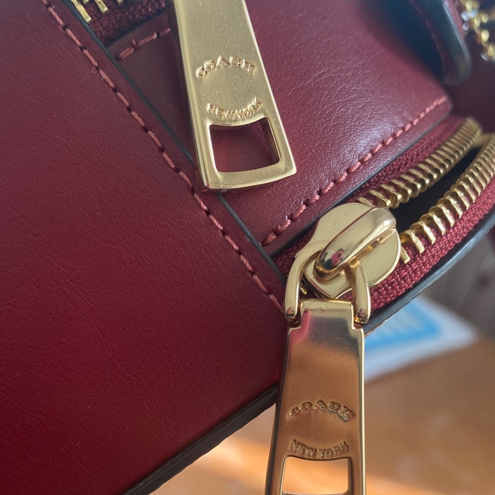 Coach Cherry Print Round Crossbody in Burgundy and Pink - Picture 8 of 14